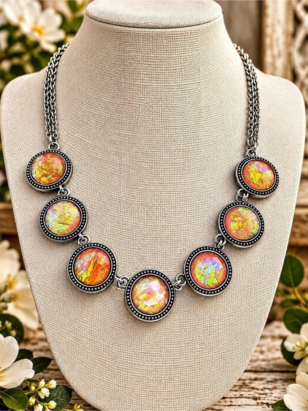 Multicolor Fall Statement Pendant Necklace NWT